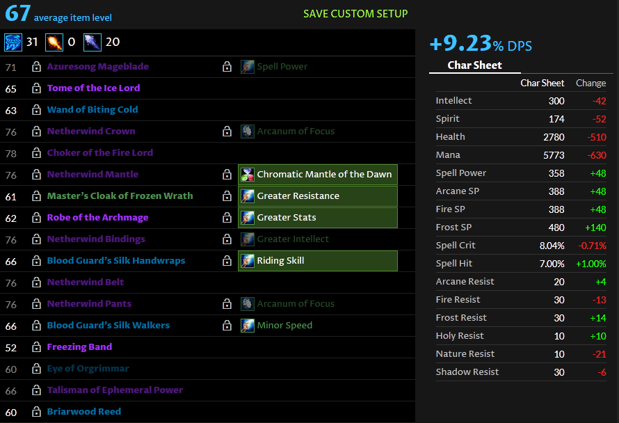 Frost Mage BiB not matching what sim log shows to be the best - Gear - Ask  Mr. Robot